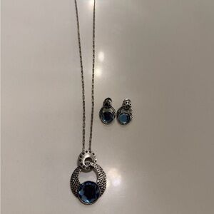 Elegant Silver and Blue Jewelry Set